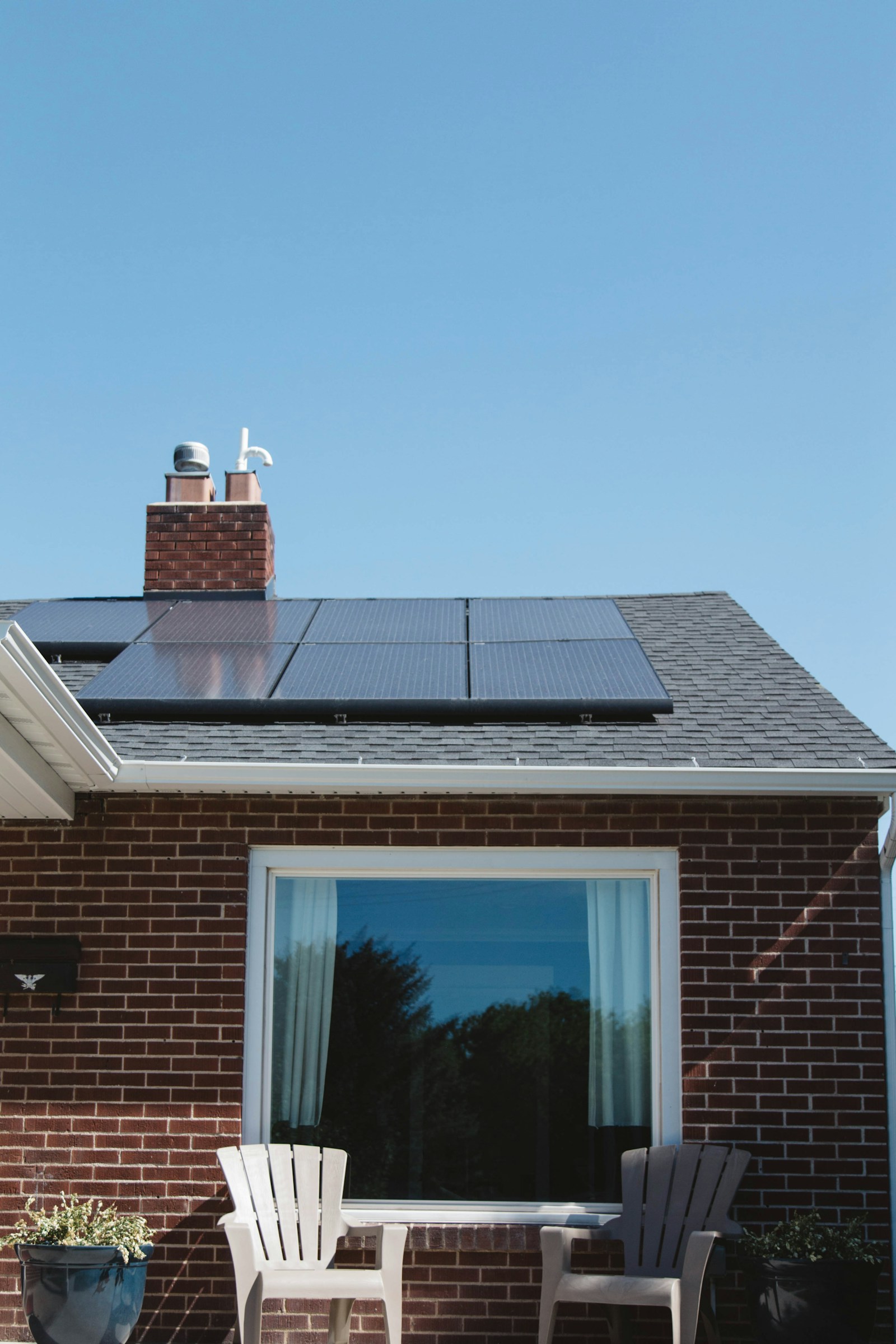 Solar panels on a residential house roof